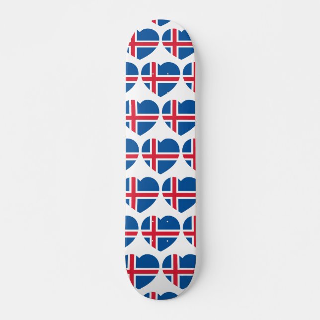 Island Heart Flagga Mini Skateboard Bräda 18,5 Cm (Framsida)