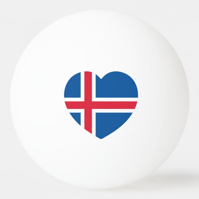 Island Heart Flagga Pingisboll (Framsidan)