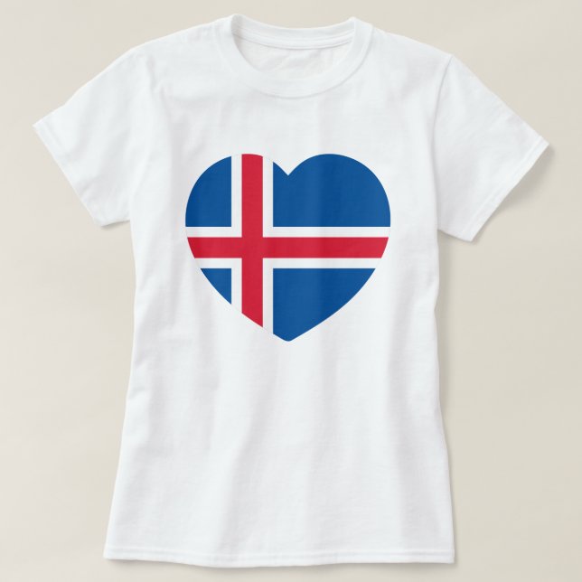 Island Heart Flagga T Shirt (Design framsida)