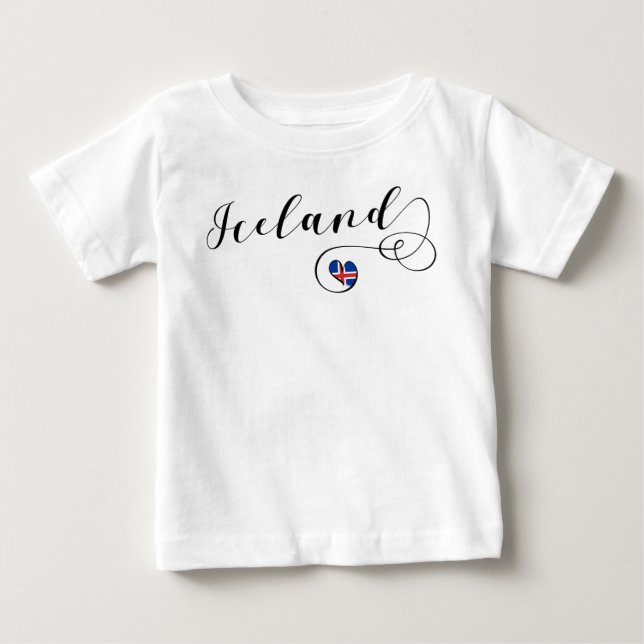 Island Heart, Islands Flagga T-shirt (Framsida)