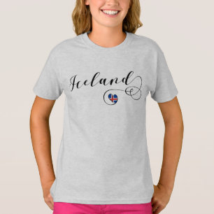 Island Heart, Islands Flagga Tee Shirt