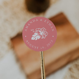 Island Hibiscus Wedding Favor Runt Klistermärke