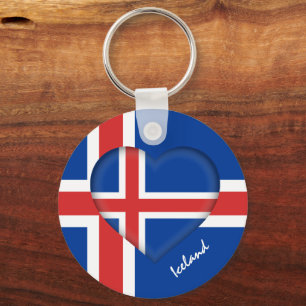 Island & hjärta, Islands Flagga mode/sport Nyckelring