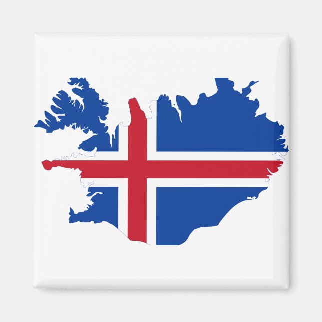 Island IS Ísland Flagga karta Magnet (Framsidan)