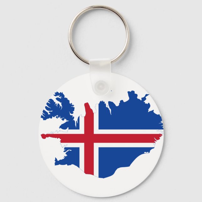 Island IS Ísland Flagga karta Nyckelring (Framsida)