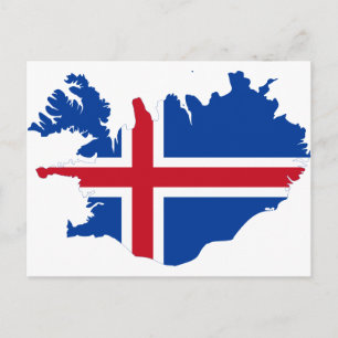 Island IS Ísland Flagga karta Vykort
