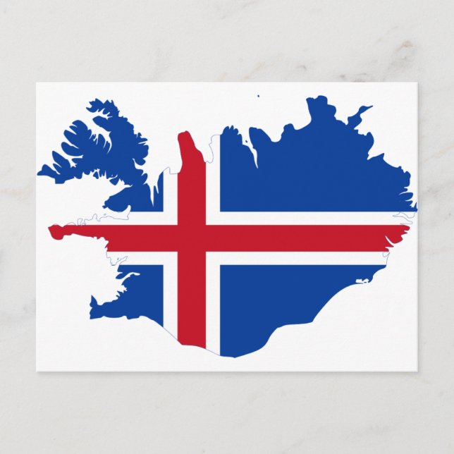 Island IS Ísland Flagga karta Vykort (Framsida)