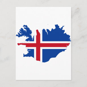 Island IS Ísland Flagga karta Vykort