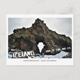 Island, is- och brandmark, lava sten, svart sand vykort
