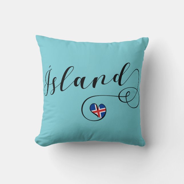 Ísland Island Heart Kudde (Framsida)