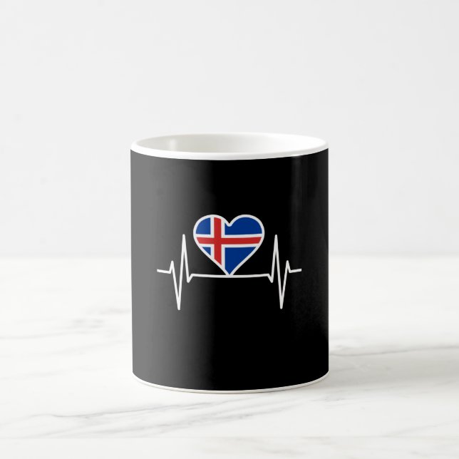 Island - Islandets Flagga - pulsslag Kaffemugg (Center)