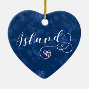Ísland islandhjärta, julgranprydnad julgransprydnad keramik