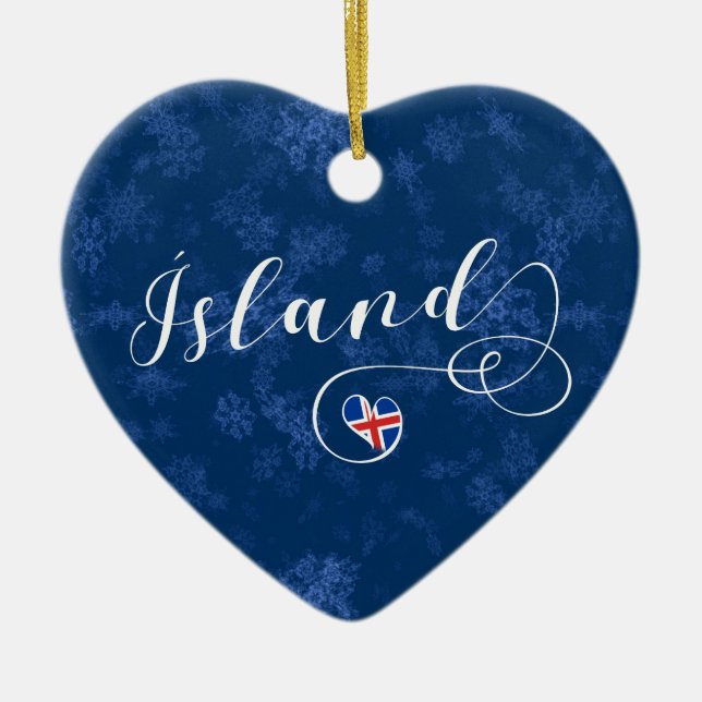 Ísland islandhjärta, julgranprydnad julgransprydnad keramik (Framsidan)