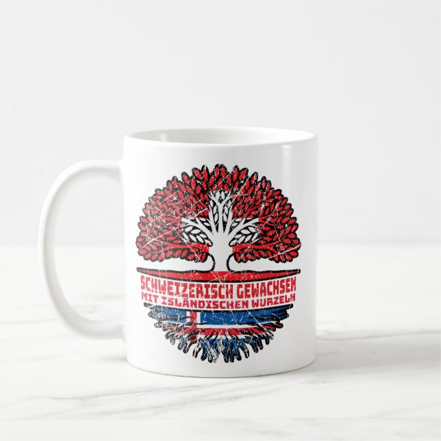 Island Isländisch Schweizer Schweiz Baum Wurzel Kaffemugg (Vänster)