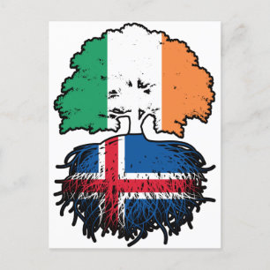 Island Islands Irish Ireland Träd Roots Flagga Vykort