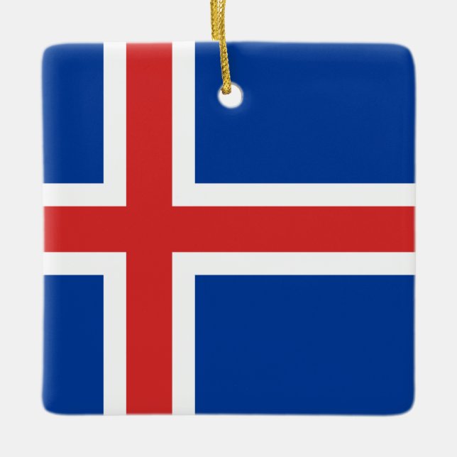 Island (isländska) Flagga Julgransprydnad Keramik (Framsida)