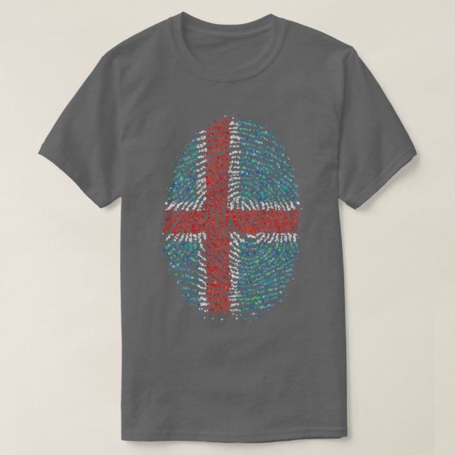 Island Isländskt fingeravtryck Flagga T Shirt (Design framsida)