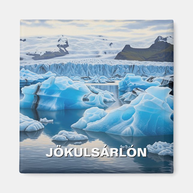 Island Jökulsárlón Glacier Lagoon Travel Magnet (Framsidan)