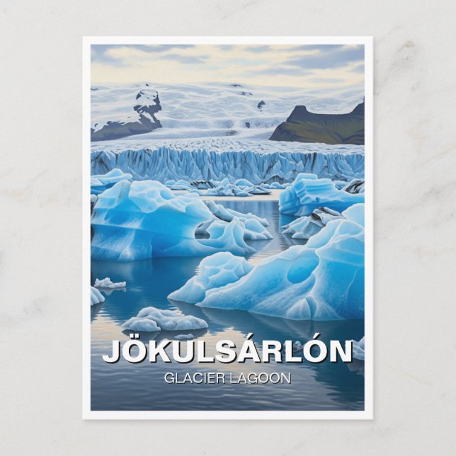 Island Jökulsárlón Glacier Lagoon Travel Vykort (Framsida)