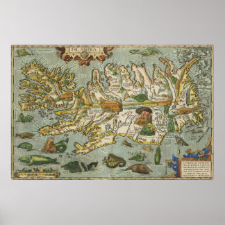 Island Karta 1590 Poster