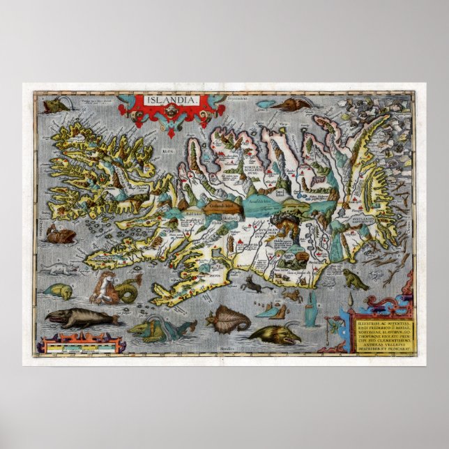 Island Karta 1595 Poster (Framsidan)
