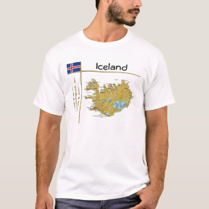 Island Karta + Flagga + Rubrik T-skift Tee