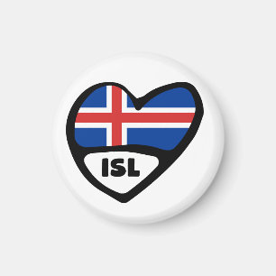 Island Land Code Flagga Heart, ISL Magnet