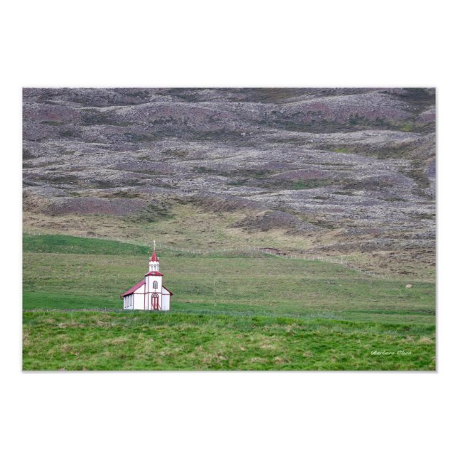 Island med vattenfall fototryck (Framsidan)