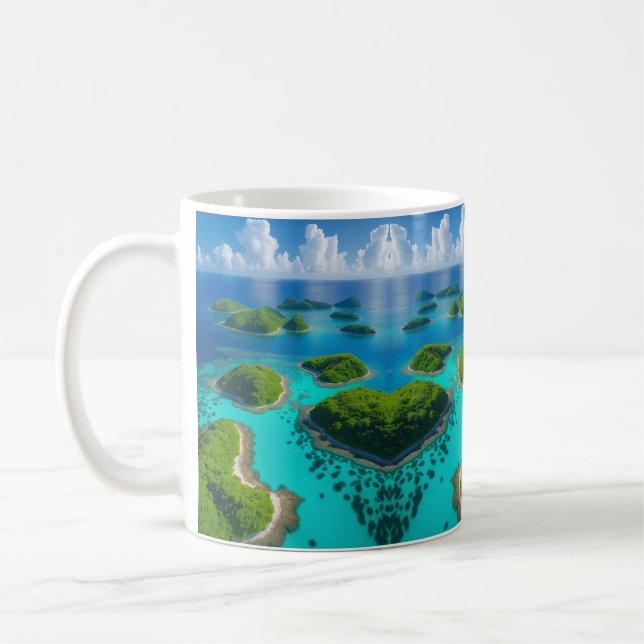 "Island Mornings: Aerial Ocean View Kaffemugg (Vänster)