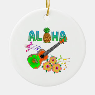 Island Music Ukulele Aloha Julgransprydnad Keramik
