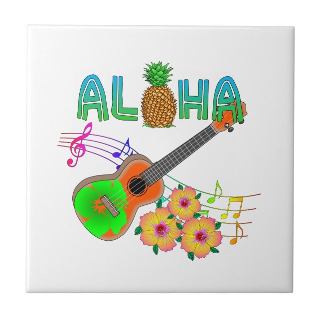 Island Music Ukulele Aloha Kakelplatta (Framsidan)
