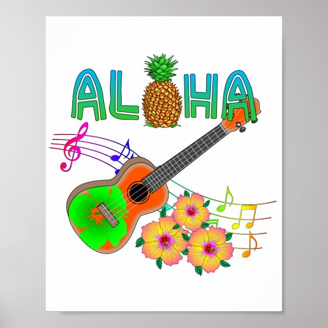 Island Music Ukulele Aloha Poster (Framsidan)