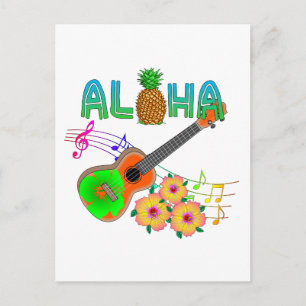 Island Music Ukulele Aloha Vykort