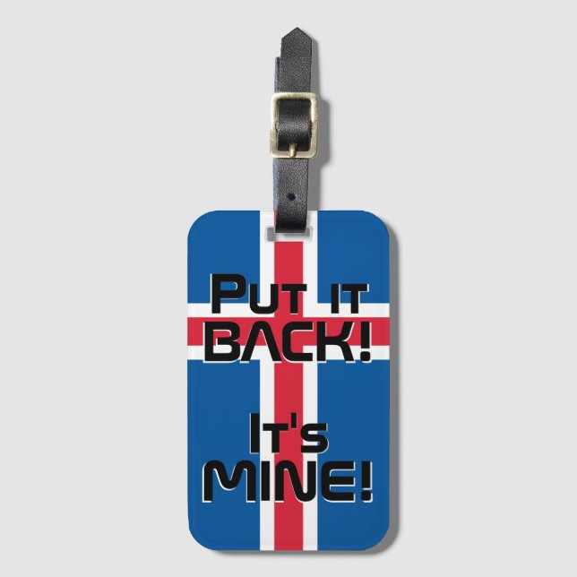 Island National Flagga Funny Patriotic Bagagebricka (Framsida vertikal)