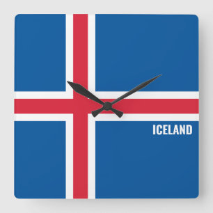 Island Nationellt Flagga Patriotic Fyrkantig Klocka