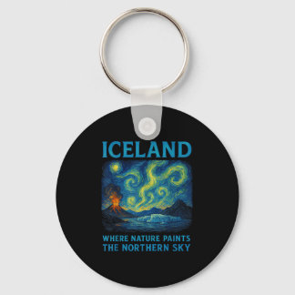 Island - NordLjus van Gogh Stil, Aurora B Nyckelring