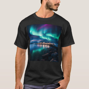 Island Norra Ljus Aurora Borealis Vacation P T Shirt