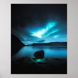 Island - norra Ljus vid Westfjords, Islandet Poster