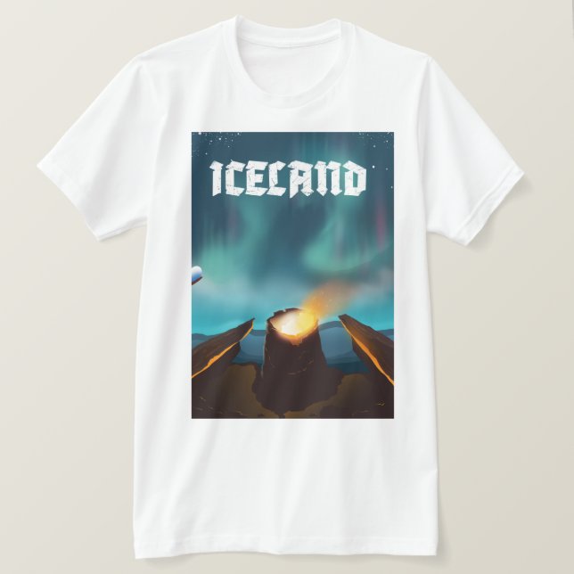 Island norrsken Resor affisch T Shirt (Design framsida)