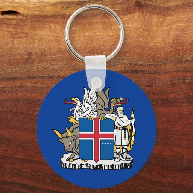 Island och isländsk flagga, emblem, helgdag/idrott nyckelring (Framsida)