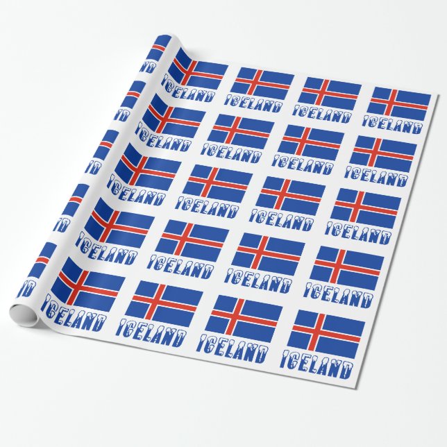 Island och isländska Flagga Presentpapper (Utrullad)