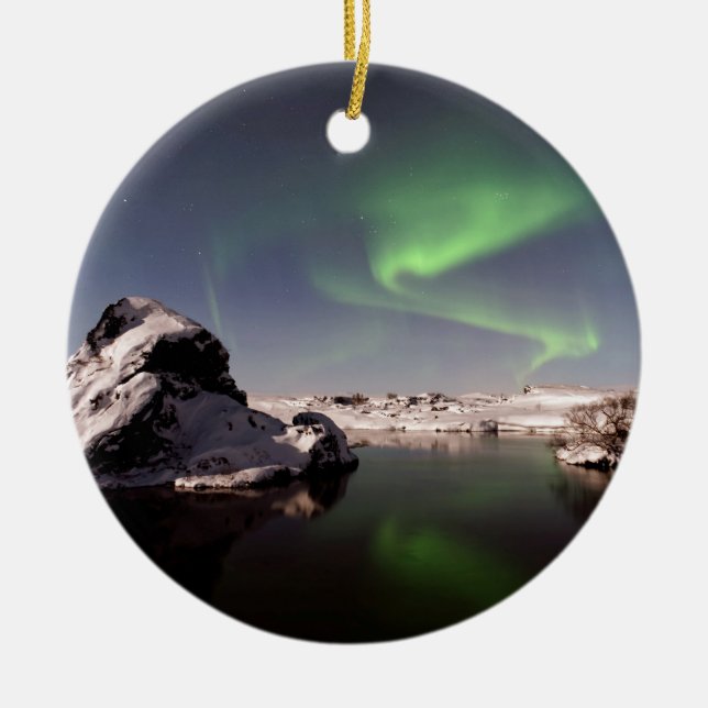 Island på vintern julgransprydnad keramik (Framsidan)