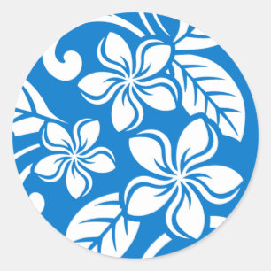 ISLAND PLUMERIA (BLÅ HIMMEL) RUNT KLISTERMÄRKE
