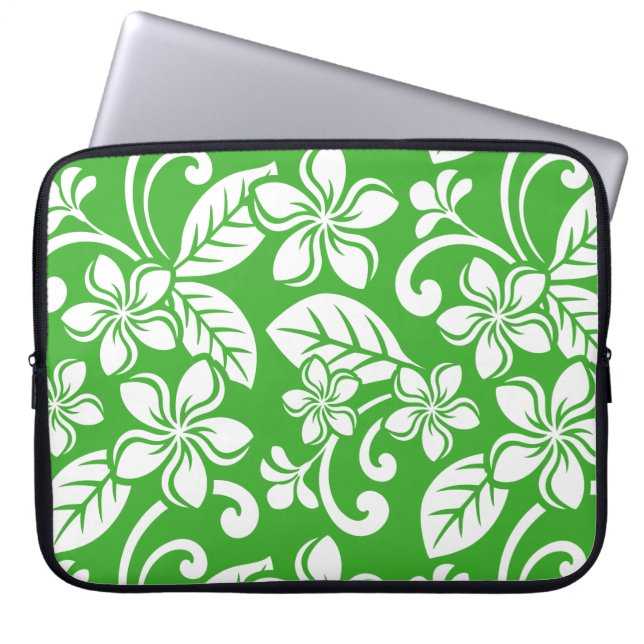 ISLAND PLUMERIA (CITRUS-GRÖNTEN) LAPTOP FODRAL (Framsidan)