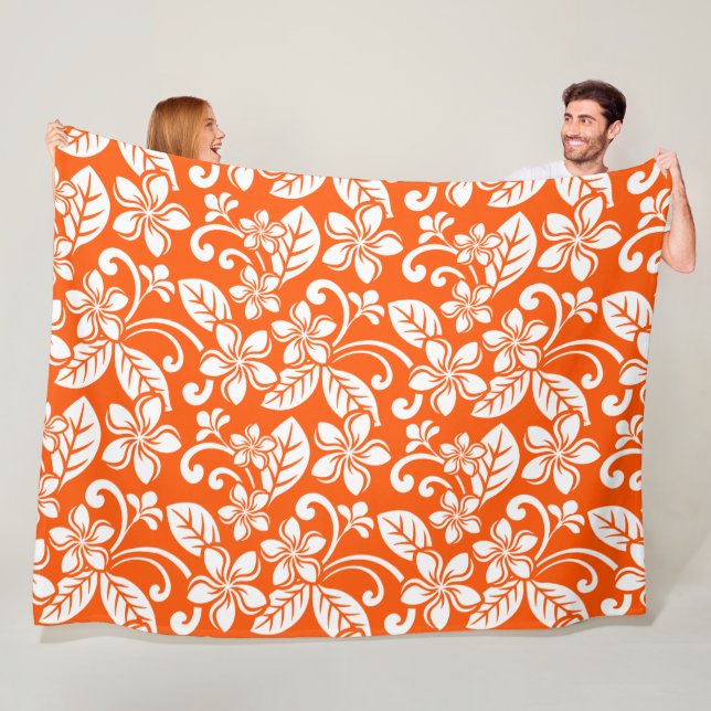 ISLAND PLUMERIA (MYCKET ORANGE) FLEECEFILT (På plats)