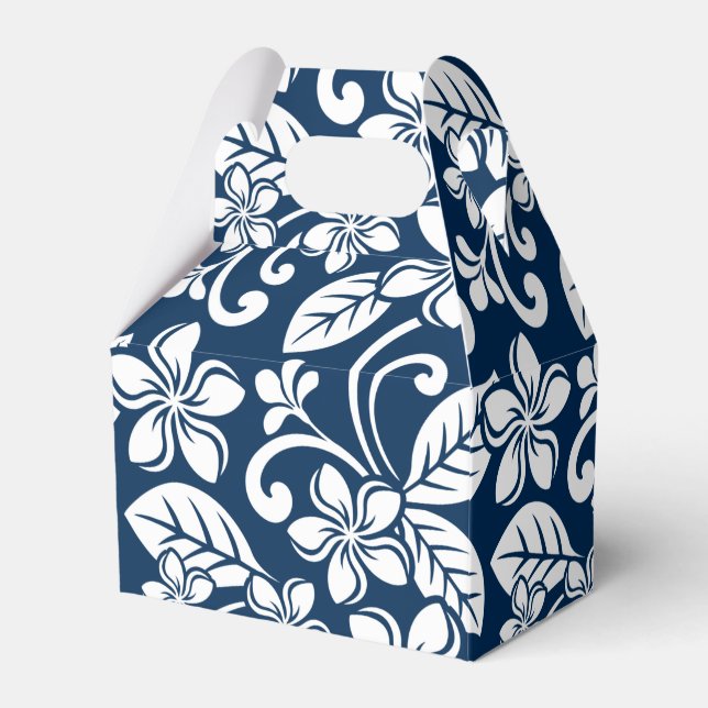 ISLAND PLUMERIA (NAVY BLUE) FAVOR BOX PRESENTASKAR (Framsidan Sidan)