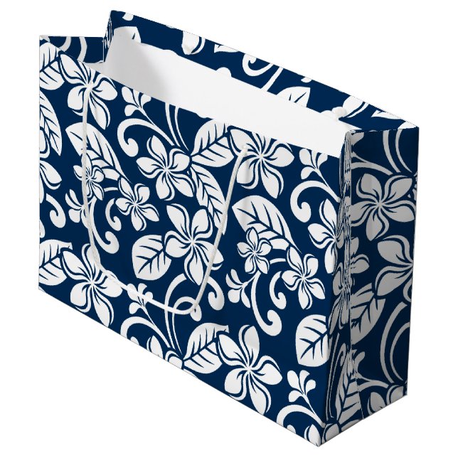 ISLAND PLUMERIA (NAVY BLUE) Gift Bag (Framsidan Vinklad)