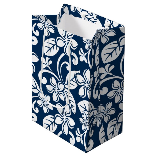 ISLAND PLUMERIA (NAVY BLUE) Gift Bag (Framsidan Vinklad)