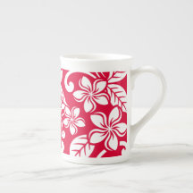 ISLAND PLUMERIA (STRAWBERRY RED) BONE CHINA MUGG