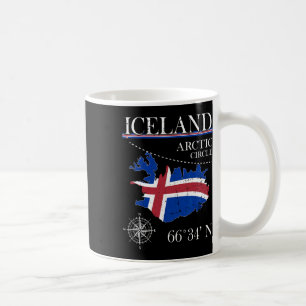 Island - Polcirkeln - Polaris Island isländsk flag Kaffemugg